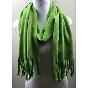 Fleece Scarf Women Rectangular with Fringe Green Size 72x10 Winter Very Soft